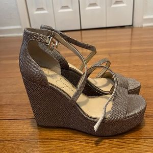 Jessica Simpson Gold Women's Samira Strappy Wedge Sandals